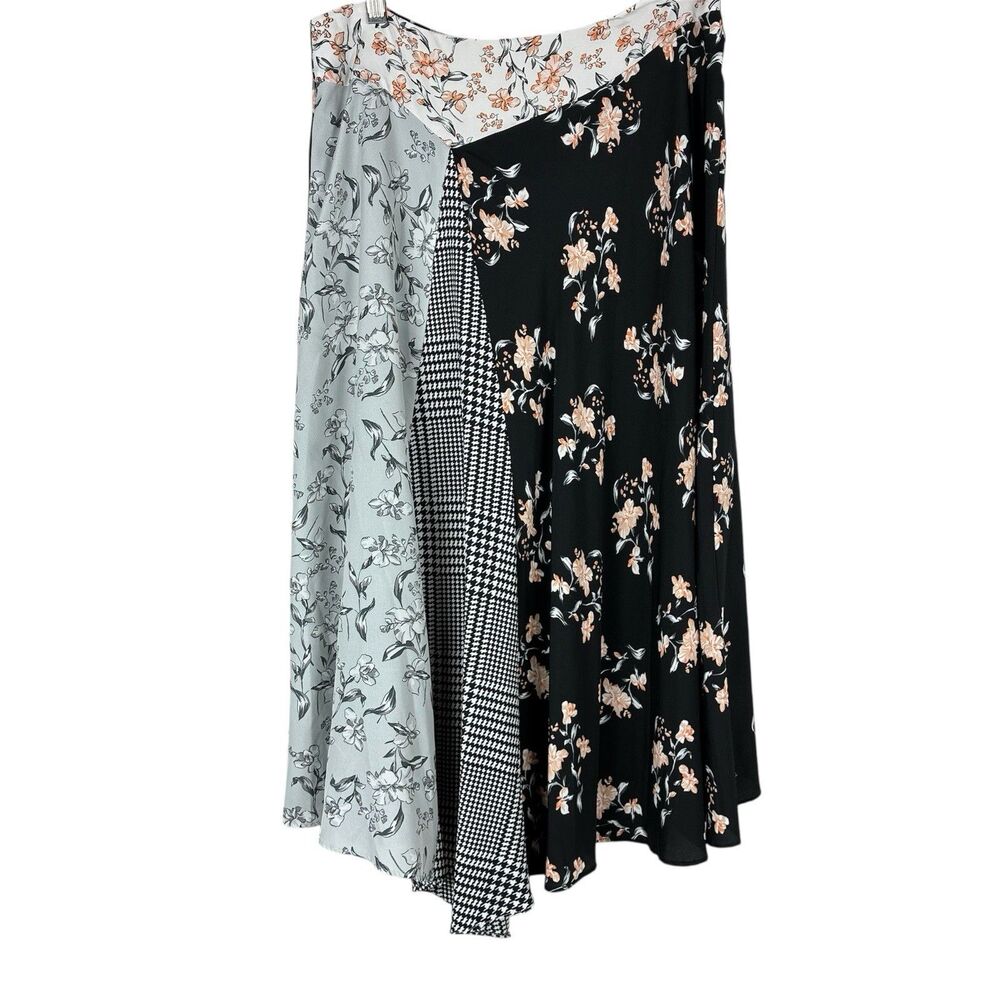 Calvin Klein Patchwork Handkerchief Skirt Sz 8 Mixed Media Print Boho Artsy Fall - Picture 1 of 8